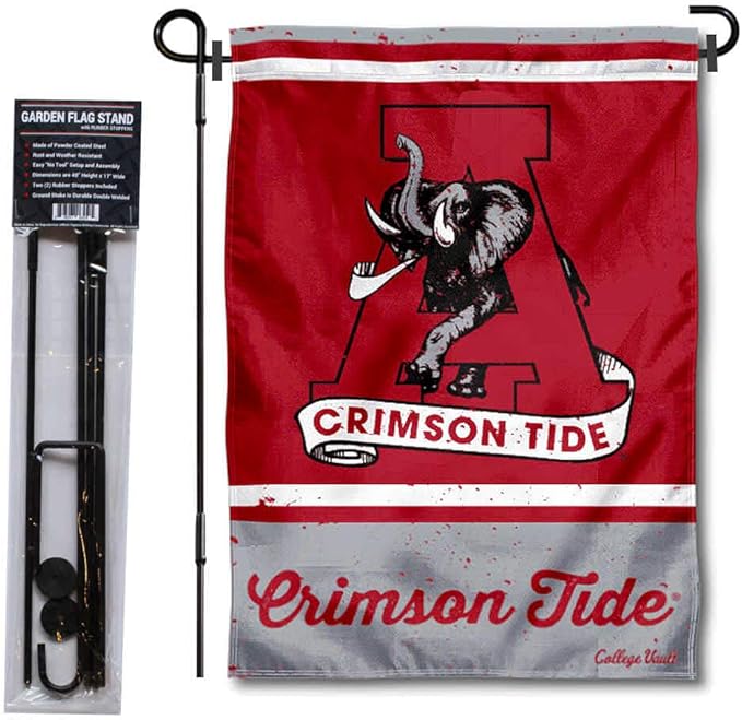 WinCraft Alabama Crimson Tide Vintage Retro Throwback Garden Flag with Stand Holder