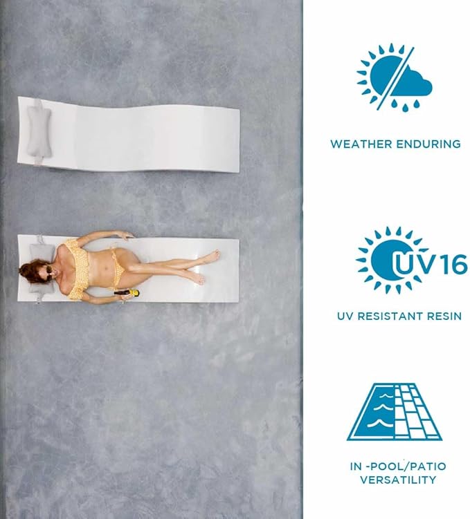 Ledge Lounger- Signature Chaise Deep - Inside Pool & Sun Shelf Lounge Chair - Designed for Deep Shelves 10”-15” - Compatible with All Pool Types - Poolside & Sun Deck Tanning - Set of 2 - Granite Gray