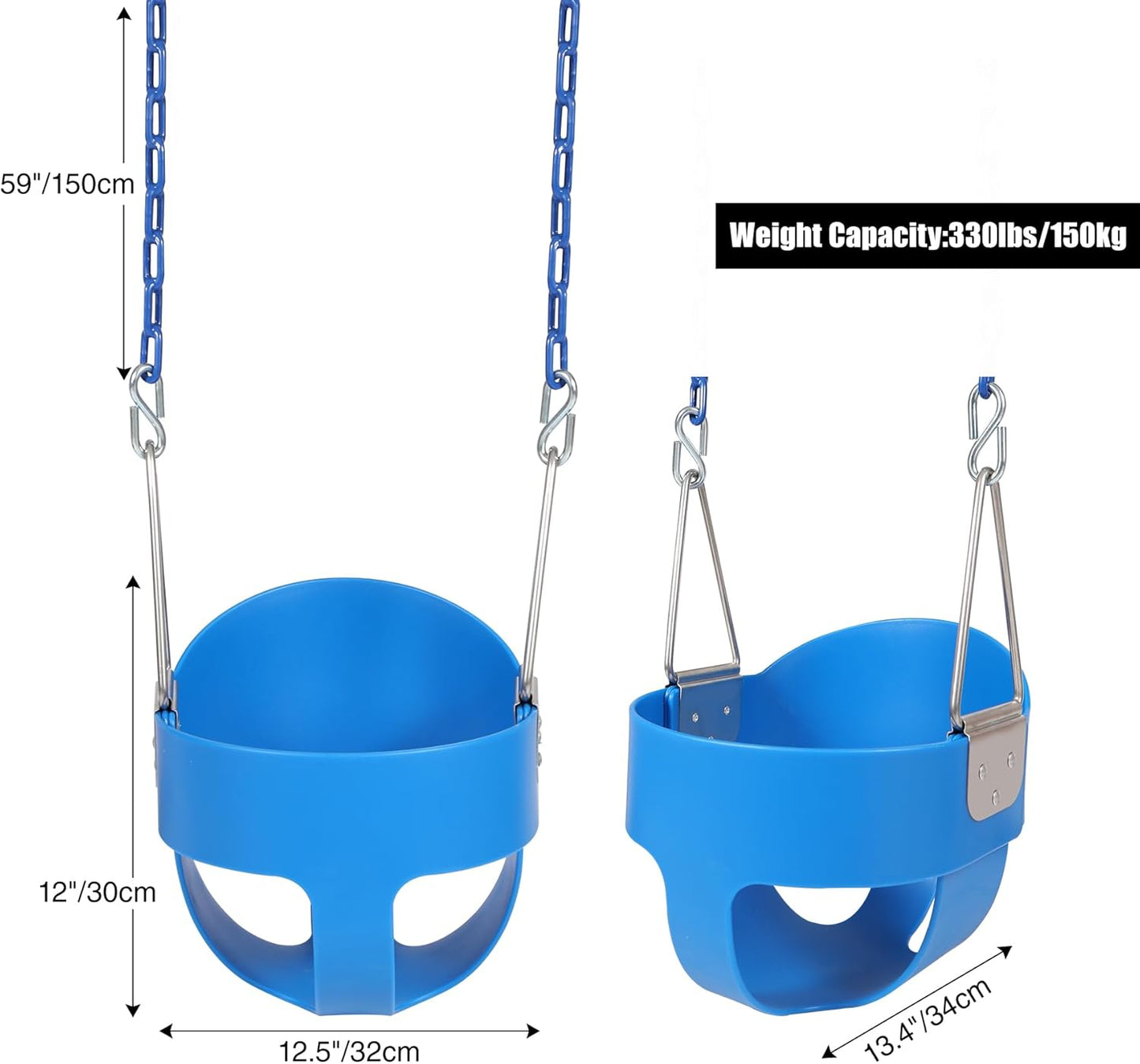 RedSwing High Back Toddler Bucket Swing Seat with Coated Chains, Heavy Duty Kids Swings Seat for Outside, Playground, Backyard, Swing Set Accessories,Blue