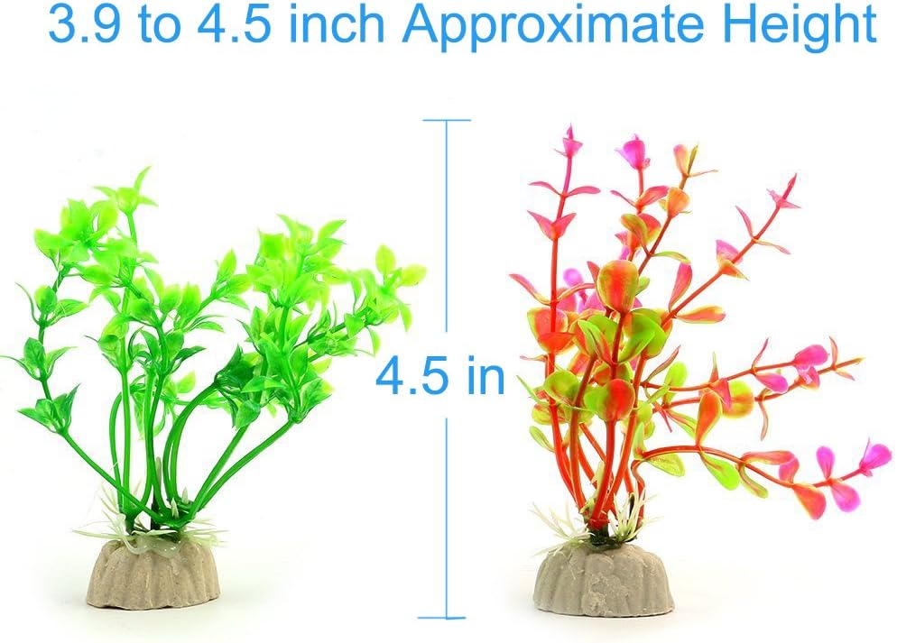 COMSUN 10 Pack Artificial Aquarium Plants, Small Size 4 to 4.5 inch Approximate Height Fish Tank Decorations Home Décor Plastic