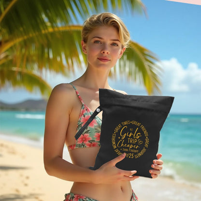 Girls Trip Gifts Wet Dry Bag, Beach Bag Wet Bag Favors, for Swimsuit Toiletry Travel Essentials For Women Aloha Bags, Beach Travel Gym Laundry bags for Dirty Diaper Swimsuit Gifts (Black)