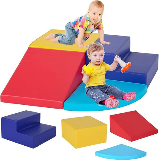 Kids Corner Climber 4-Piece Set - Soft Foam Climbing Toys for Toddlers 1-3, Indoor Baby Crawling & Sliding Play Set Kids Climbing Foam Blocks, Colourful