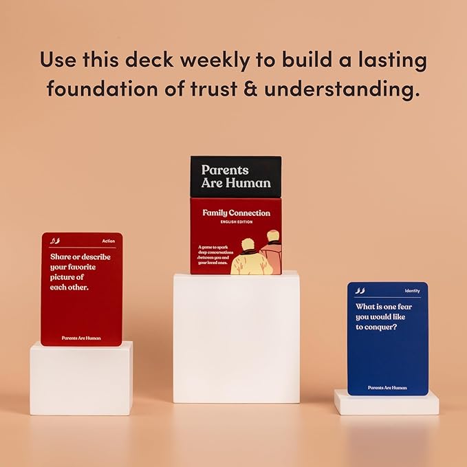 Parents Are Human, Relationship Cards, Get to Know Each Other Better, Parents, Families, Teens & Kids Relationship Building, Light & Deep Questions, 70 Questions & Activity Cards, English