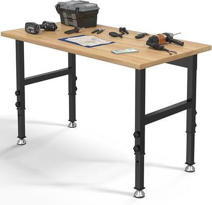 60"x24" Adjustable Height Workbench, Work Table, Heavy-Duty Chipboard Work Table, for Garage, Workshop, Office