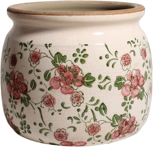 Ceramic Planters for Indoor Plants, Plant Pots with Drainage Hole, 6.29in. Flower Pots for Indoor Plants, Planters & Succulent Pots, Crackle Glaze Finish Plant Pots Indoor, Red Green