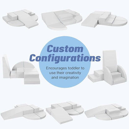 6-Piece Soft PU Leather Toddlers Climbing Toys, Baby Foam Climbing Blocks for Kids 3, Baby Climbing Structures Play Gym for Toddlers, Indoor Climb and Crawl Activity Play Set