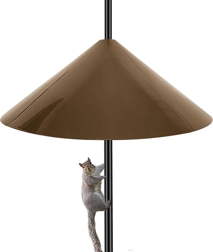 Squirrel Baffle for Bird Feeder Pole, 19-Inch Outdoor Bird Feeder Guard, Squirrel-Proof Birdhouse Baffles, Shepherd's Hook for Outside(Brown)