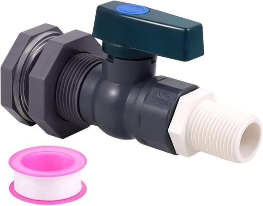 Enoch's Land PVC Rain Barrel Spigot Kit,3/4" Rain Barrel Valve with Bulkhead Fitting and Garden Hose Adapter,Garden Faucet Kit for Water Tanks, Aquariums, Tubs, Pools, Garden Barrels