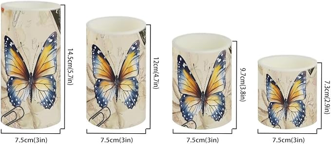 Flameless Candles Battery Powered with Multicolor Lights Timer Remote Control Everlasting Fake Candles for Party Garden Indoor Outdoor Wedding Decoration, Butterfly Yellow Retro