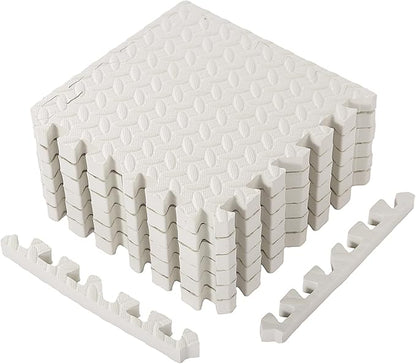 12 Tiles 12x12x1 inch EVA Interlocking Foam Floor Tiles Puzzle Exercise Mat Play Foam Mats for Boys Girls Baby Pets Home Classroom Nursery Gym (White)
