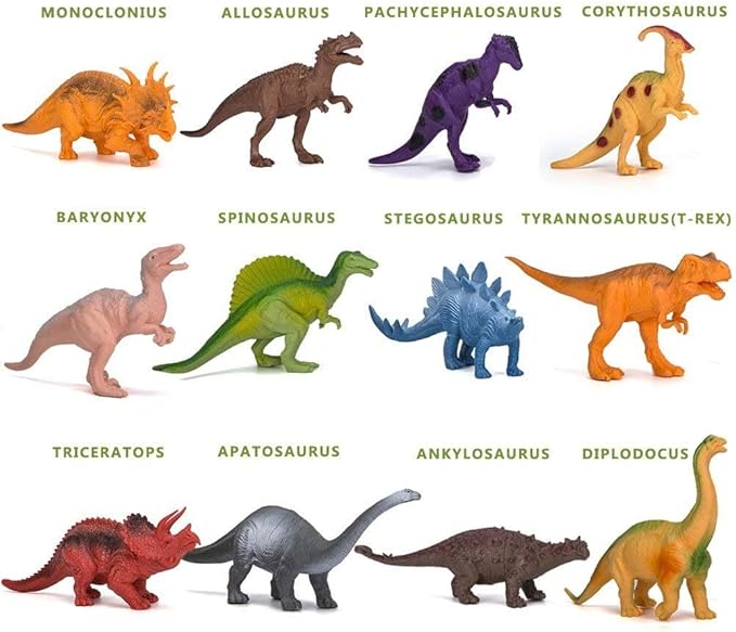 Kids Dinosaur Figures Toys, 12 Pcs Jumbo Plastic Dinosaur Toys for Kids 3-5, STEM Educational Realistic Dinosaurs Figurine Playset for Boys Girls Toddlers
