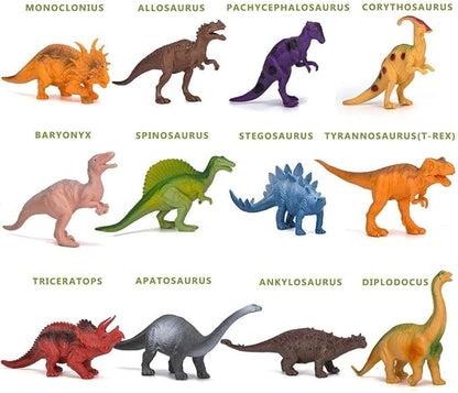 Kids Dinosaur Figures Toys, 12 Pcs Jumbo Plastic Dinosaur Toys for Kids 3-5, STEM Educational Realistic Dinosaurs Figurine Playset for Boys Girls Toddlers