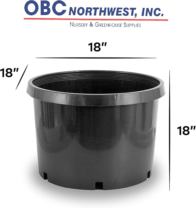 Pro Cal 10 Gallon Premium Nursery Plastic Planter Flower Herb Vegetable Garden Grow Pots with Drainage Holes for Outdoor and Indoor Use, Black, 5 Pack