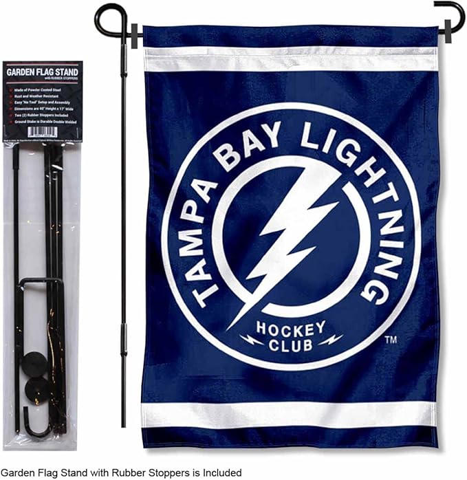 WinCraft Tampa Bay Lightning Circle Logo Garden Flag and Pole Stand Holder