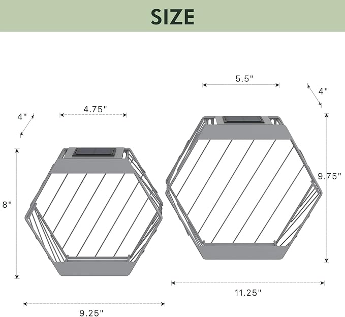 Grand patio Outdoor Leiden LED Solar Hexagon Wall Sconce Planter, with Dusk to Dawn Sensor Decor Wall Lighting for Garage Doorway Patio Yard, Cement Grey (L-Linear)