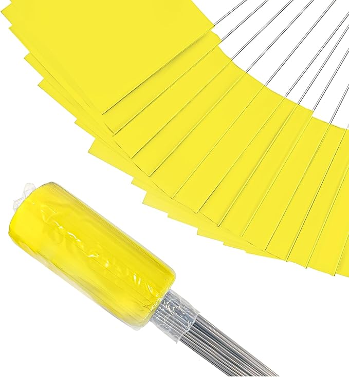 Zozen 100Pack Yellow Marking Flags, Writable/15x4x5 Inch, Yard Flags for Lawn & Irrigation & Landscape & Sprinkler & Survey & Dog Training.