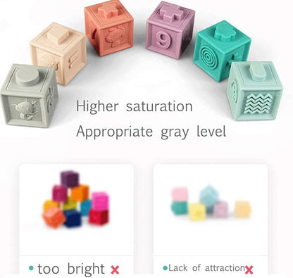 Litand Soft Stacking Blocks for Baby - Sensory Montessori Toys Toddler Activities - Gifts for Boy Girl 6 9 12 18 Months 1 2 3 Year Old Birthday - Infant Bath Toys