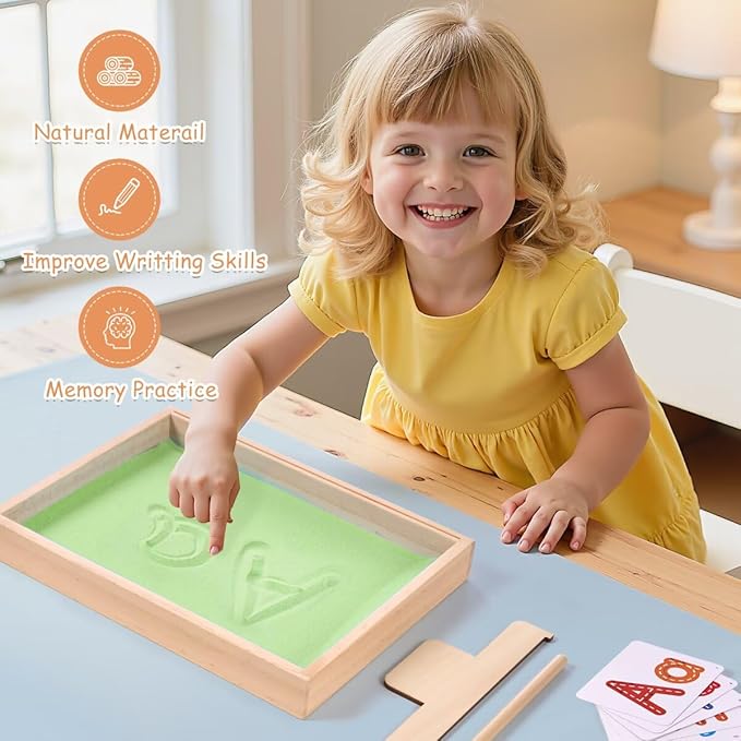 Montessori Sand Tray for Kids,Writing Play Sand Tray with Lid for Classroom Practice Writing Letters and Numbers