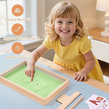 Montessori Sand Tray for Kids,Writing Play Sand Tray with Lid for Classroom Practice Writing Letters and Numbers