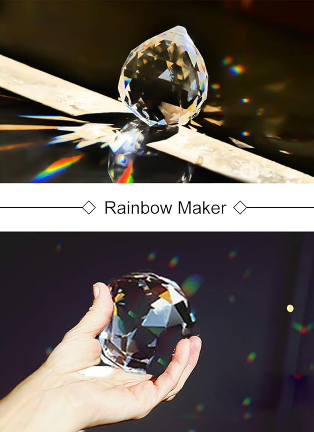 MerryNine 6 Pcs Clear Crystal Ball Prism Sun Shine Catcher Rainbow Pendants Maker, Hanging Crystals Prisms for Windows, for Feng Shui, for Gift (1.96"/50mm 6Pack)