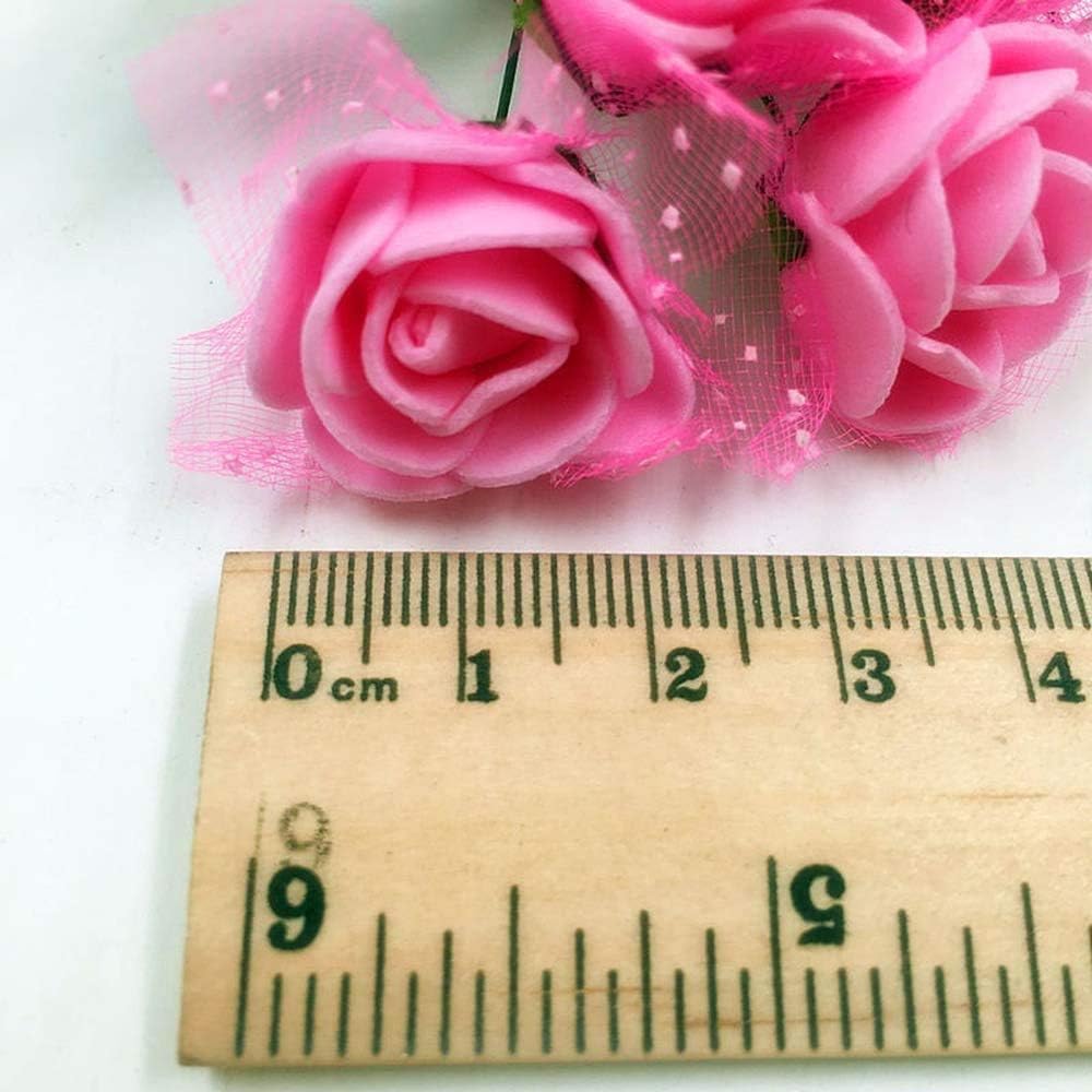 Foam Rose Fake Flowers for Crafts 144 pcs 2 cm Mini Wreaths Artificial Flower Bouquet Multicolor Rose Flower Wedding Scrapbooking Decoration Rose Fake Flower(Pink)