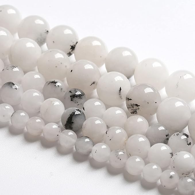6MM 60PCS Natural Stone Ink Spots Jade Loose Beads for Jewelry Making DIY Bracelet Necklace