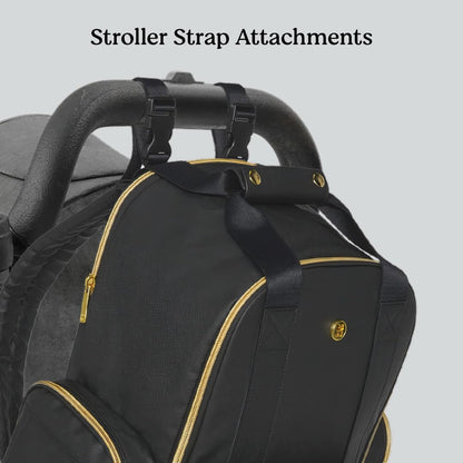 Huggies Signature Hug Pack Diaper Backpack, Black Leather, O/S