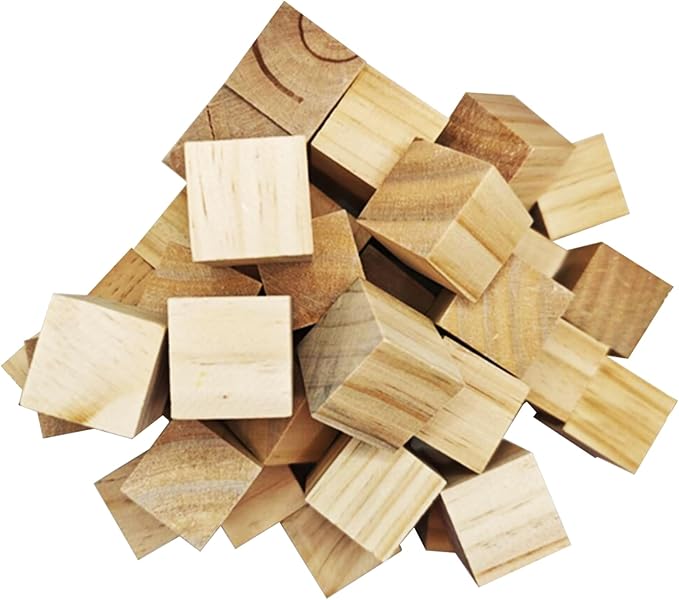 1-1/2 inch Unfinished Wooden Cubes,Pack of 40 Wood Square Blocks, Wood Blocks for Crafting Making & DIY Projects & Decor