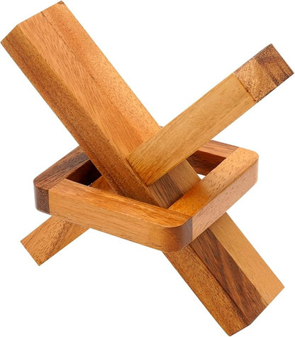 BSIRI Wooden Brain Teasers for Adults Logic Games Gift Puzzle and Mind Teasers for Kids of The Cross Out Tricky Games Wood IQ Puzzles Challenging to Open Trick Lock
