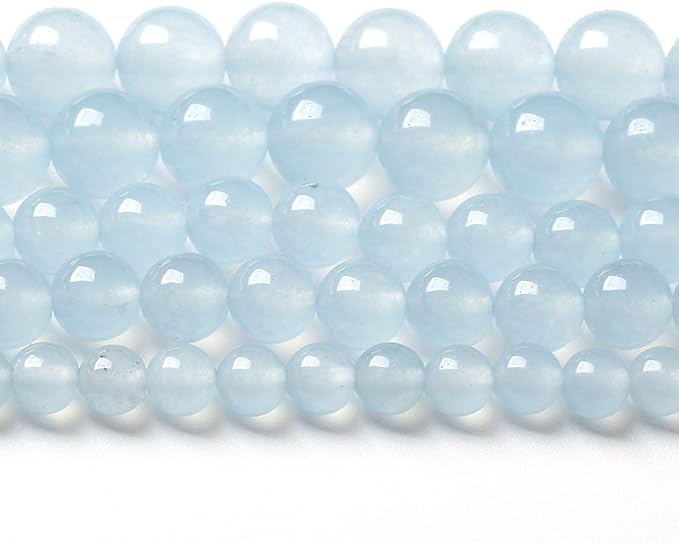 6MM 60PCS Natural Stone Light Blue Chalcedony Loose Beads for Jewelry Making DIY Bracelet Necklace