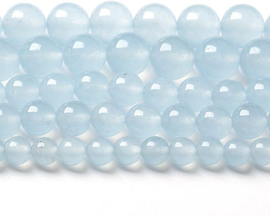 6MM 60PCS Natural Stone Light Blue Chalcedony Loose Beads for Jewelry Making DIY Bracelet Necklace