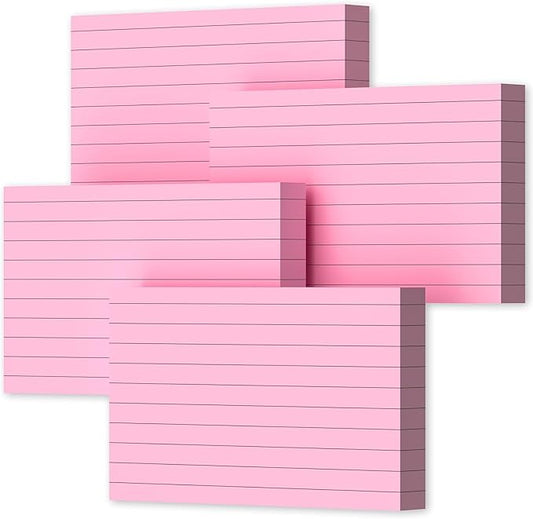 Pink Index Cards 3x5, 200 PCS 3x5 Index Cards Flashcards, Heavyweight Note Cards 3 by 5 Pink Flash Cards Single-Sided Study Card, Ruled 3 x 5 Index Card Ruled Notecard for School Office Home Studying