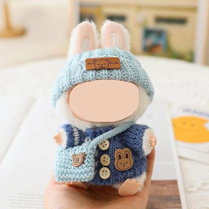 (4 Pack) Clothes for Labubu Doll(NO Doll),Premium Clothes for Dolls Accessories,Handcrafted Crochet 3 Pieces Outfit Set Suitable for Labubu15&17cm,Adorable Dress-Up Accessories for Labubu