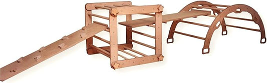 Montessori Climbing Cube and Triangle for Kids | Foldable Climbing Set | Indoor Activity Cube | Climbing Set with Cube and Triangle for Toddler | Foldable Wooden Jungle Gym (CUBE+ARCH+2 RAMP)