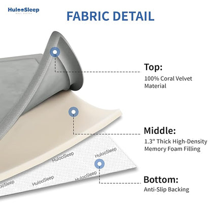 Baby Play Mat for Floor,1.3" Thick Elasti-Foam 50x50 Playpen Mat for Toddlers Infant Kids,Water-Repellent Soft Coral Velvet Tummy Time Mat,Non Slip Crawling Mat,Tatami Mat(Light Grey)