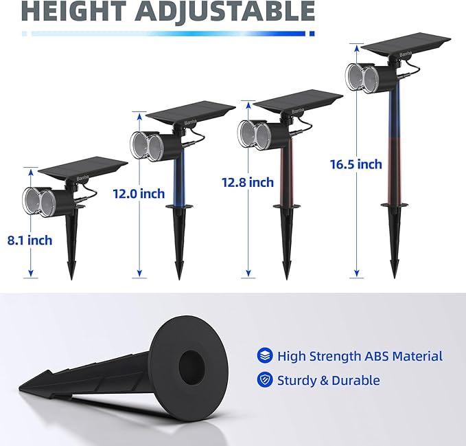 Barrina Solar Spotlights Outdoor Waterproof, 360° Horizontal Adjustable Solar Outdoor Spot Light, 24 LEDs Color Changing, Auto On/Off Solar Lights for Outside Yard Pathway Landscape Lighting, 4 Pack