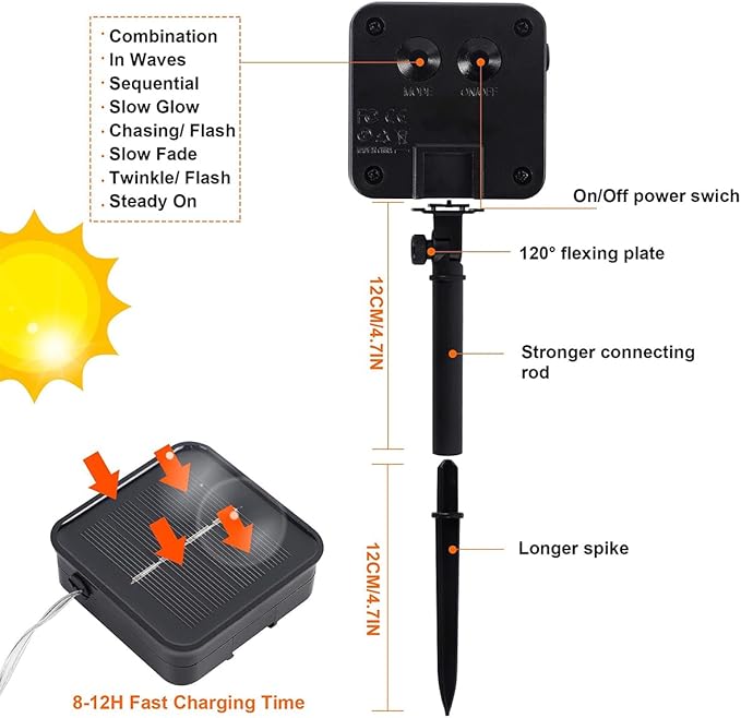 Twinkle Star 2 Pack Outdoor Solar String Lights, Total 80 FT 240 LED Solar Fairy Lights Outside Waterproof 8 Modes, Christmas Tree Light for Patio Garden Party Backyard Wedding Decor Blue