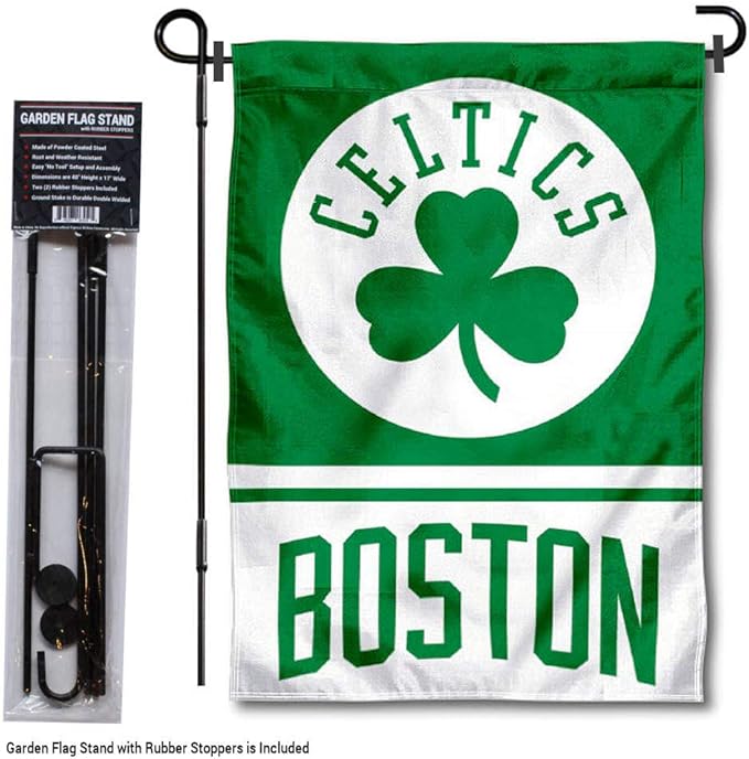 WinCraft Boston Celtics Garden Flag with Stand Holder