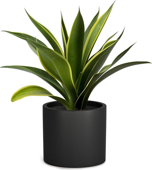 Fox & Fern Large 12 Inch Black Plant Pot — Premium Lightweight Fiberstone Matte Black Planter w Drainage Plug; Large Indoor & Outdoor Planter; 12 Inch Pots for Plants; Weather Resistant & UV Resistant