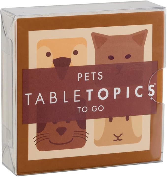 TableTopics Pets to Go Question Card Game - 40 Conversation Starter Cards to Talk About Your Pets, Fun Game for Family and Friends, Great for Road Trips or to Use as Icebreakers