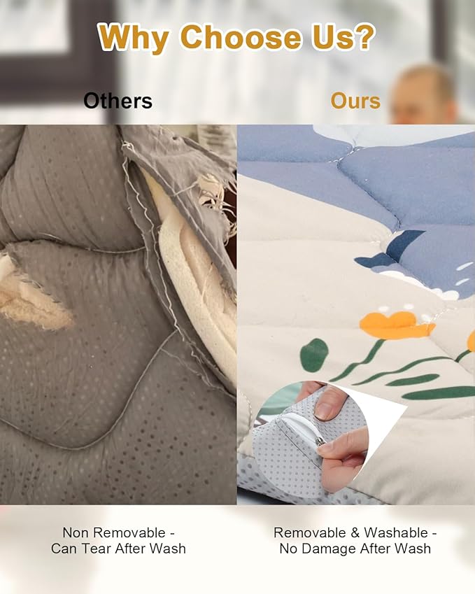 Premium Foam Baby Play Mat 59" x 59" – Removable & Machine Washable Cover, Extra Thick Padding Playpen Mat, Non-Slip Crawling Mat, Easy to Clean for Infants, Toddlers & Babies