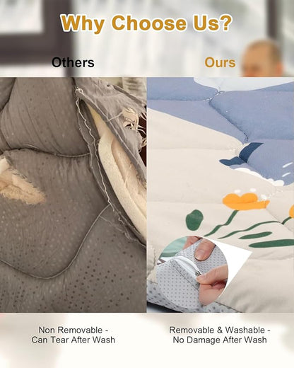 Premium Foam Baby Play Mat 59" x 59" – Removable & Machine Washable Cover, Extra Thick Padding Playpen Mat, Non-Slip Crawling Mat, Easy to Clean for Infants, Toddlers & Babies