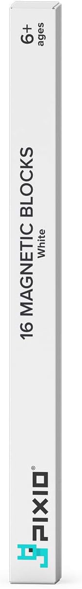 PIXIO-16 White Color Series Magnetic Blocks Building Set 16pcs with Free App, Stress Relief Building Blocks, Magnets for Kids, Pixel Art Desk Toy, Fidget Toys