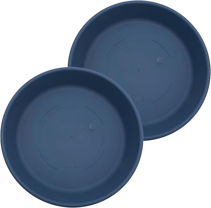 The HC Companies Flower Pot Saucers - Plastic Plant Saucer for Outdoors & Indoors - Traditional Design Plant Pot Trays for Water Drainage - Durable & Stylish Round Plant Tray (16-inch Slate Blue)