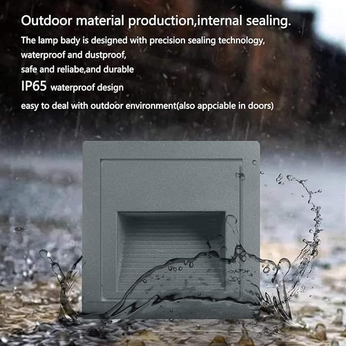 4Pack 3W LED Recessed Light120V Step Lights Warm White 3000K IP65 Waterproof Recessed Wall Light Staircase Light lamp, Inside Outside Garden Balcony Corridor, Aluminum,Grey