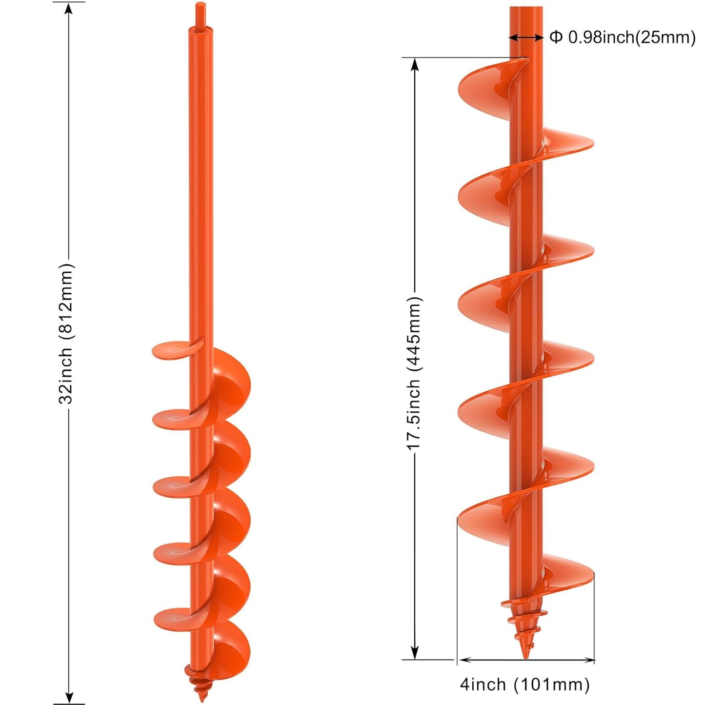 Threaded Auger Drill Bit for Planting, 4''x32'' Drill Augers for Digging Holes with Self-Tapping Screw, 3MM Heavy Duty Garden Auger Drill Bit for Planting, Dirt Bulb Plant Auger for Drill