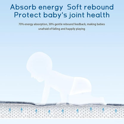 Baby Play Mat 1.2" Thick Memory Foam Nursery Rug Area Rug, 13’1” X 6’7” Yoga Mat Playmat Crawling Mat for Baby,Toddlers,Infants,Kids,Floor Mat Tatami Mat for Living Room with Non-Slip(Blue)