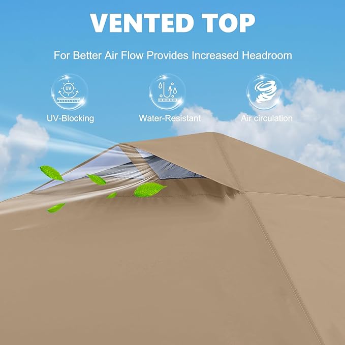 MASTERCANOPY Durable Pop-up Canopy Tent with 1 Sidewall (10'x10',Khaki)