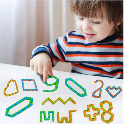 60 Pcs Wacky Tracks Snap Click Toys for Party Favors, Snake Puzzles Fidget Bulk Toys for School Classroom Prize, Goodie Bag Stocking Stuffers, Christmas Easter Thanksgiving Gifts for Kids Students