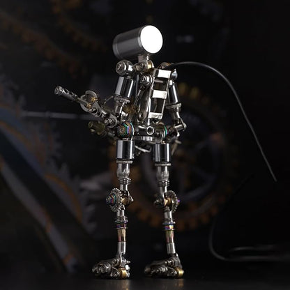 Mostarle Terminator M 3D Metal Puzzle, Arcynix DIY Mechanical Robot Model Kit, Sci-Fi Design LED Light Feature Unique Gift for Adults & Teenager (Orange)